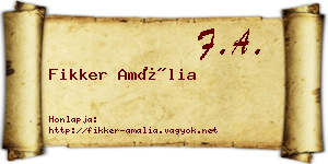 Fikker Amália névjegykártya